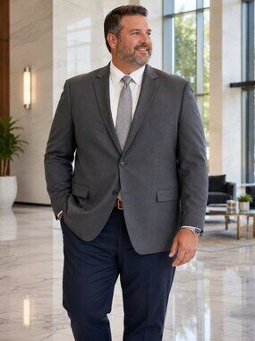 Stafford Men's Gray Wool Blend Blazer | 52 Big & Tall | Classic Fit